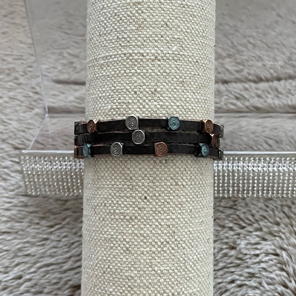 Blackish Brown Leather Bracelet with Spiral Accents - Picture 3 of 7